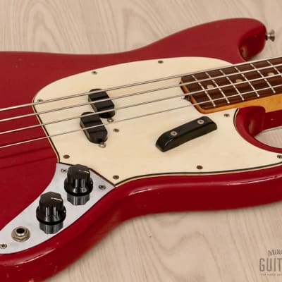 1967 Fender Mustang Bass Vintage Short Scale Bass Dakota Red w/ Case image 6