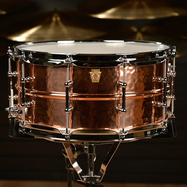 Ludwig LC662KT Hammered Copper Phonic 6.5x14" Snare Drum with Tube Lugs image 1