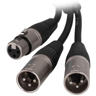 Talent YXF2XM01 XLR Female to Dual XLR Male Y Adapter Splitter Combiner Cable 1 ft. for sale