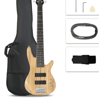 Full Size GIB 6 String H-H Pickup Electric Bass Guitar for Beginner & Bag image 4