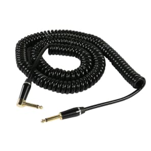 OSP SFI-25QR-COILED Elite Core SuperFlex GOLD 1/4" TS Right-Angle Guitar Cable - 25'