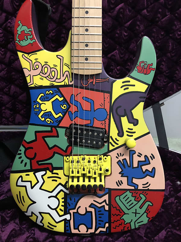 Bc rich Gunslinger 2000's Custom K. Haring painted finish | Reverb