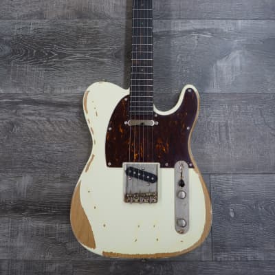 AIO TC3 Relic Electric Guitar - Olympic White (Brown Pickguard) w/ Gator GC-Electric-A Case for sale