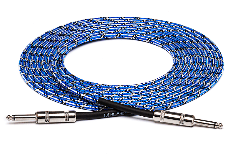 Hosa 3GT-18C1 Guitar Cable Cloth Blue/White/Black 18ft image 1