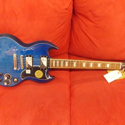 Epiphone G-400 Deluxe Limited Edition Trans Blue Flame Top