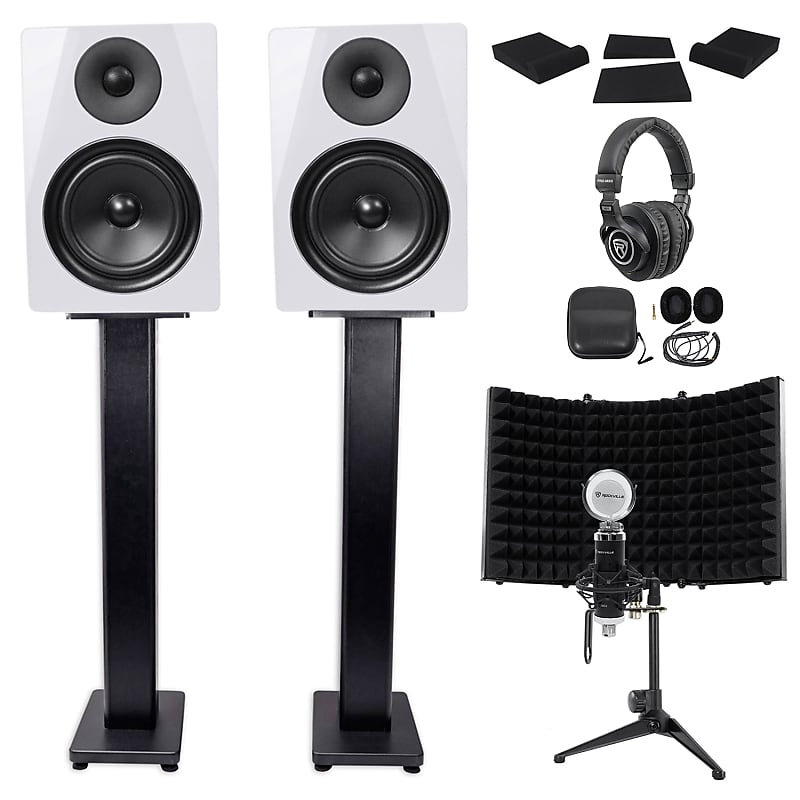 2) Rockville 28" Wood Studio Monitor Speaker Stands For Rockville