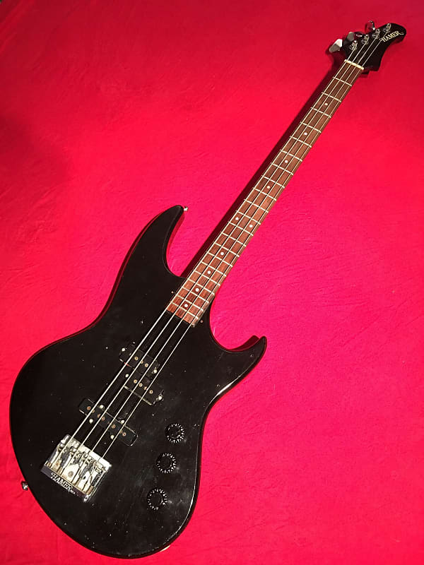 1983 Hamer Made in USA  Black Sparkle Cruise Bass Guitar With Factory Case - Plays & Sounds Great! image 1