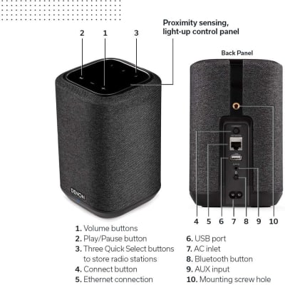 Denon Home 150 Wireless Speaker (2020 Model) | HEOS Built-in, AirPlay 2, and Bluetooth | Alexa Compatible | Compact Design | Black image 6