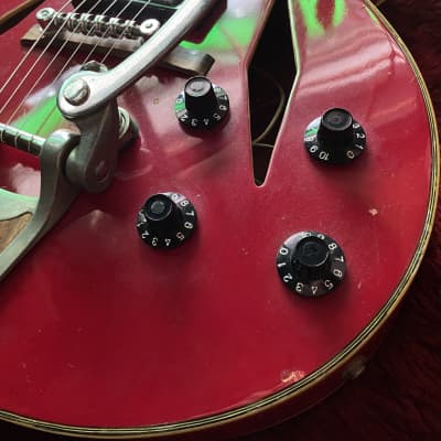 c.1967- Firstman / Teisco Gengakki Broadway Special MIJ Vintage Hollow Body Guitar   “Cherry Red” image 6