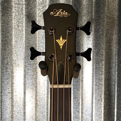 Aria Pro FEB-F2/FL 4 String Acoustic Electric Fretless Bass Black Stain & Bag #9506 image 3