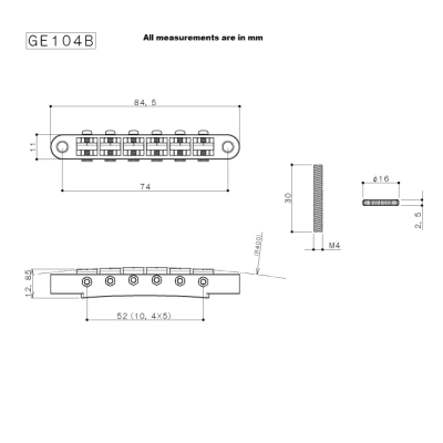 Gotoh ABR-1 Style Tune-o-matic Bridge GE104B (Nickel) image 2