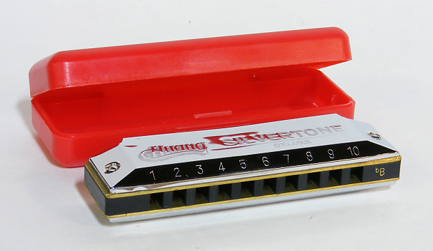 Huang Silvertone Deluxe 10 Hole Diatonic Harmonica with Case Key Of Bb