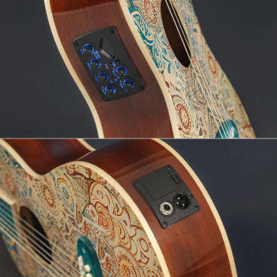 Lindo Sahara Nylon Strings Electro Acoustic Travel Guitar | BS3M Mic Piezo Blend Preamp / LCD / EQ / Tuner | Nautical Star 12th Fret Inlay | Graphic Art Finish | 20th Anniversary Special Edition image 5