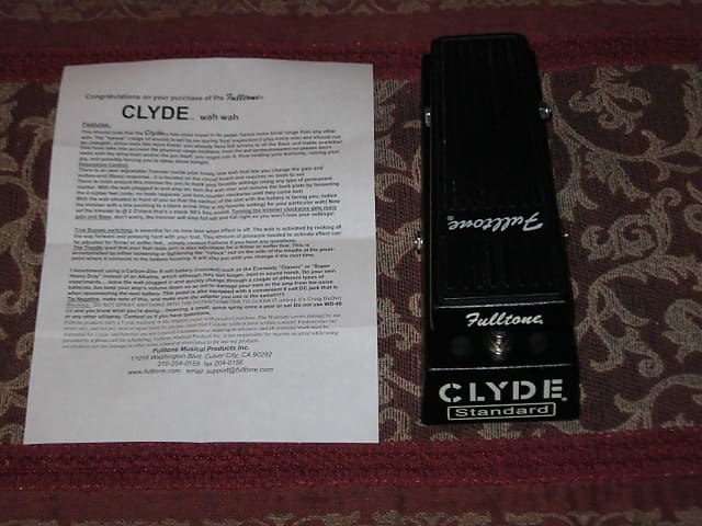 used with light player's wear (but mostly clean) 2008 Fulltone Clyde Standard Wah (BLACK) designed with NO external controls, + printout copy of Owner's Manual (NO box, NO original paperwork, NO sticker) image 1
