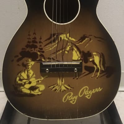 RARE VINTAGE USA COWBOY CLASSIC ~ Harmony Roy Rogers Parlor Acoustic  1950s//1960s Campfire Scene image 1