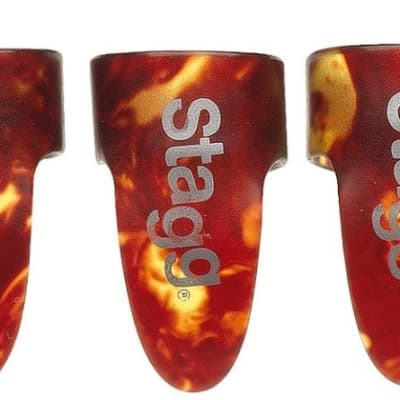 Stagg FPS-L Large Size Set of 1 Thumb and 4 Finger Picks, Tortoise Shell Color for sale
