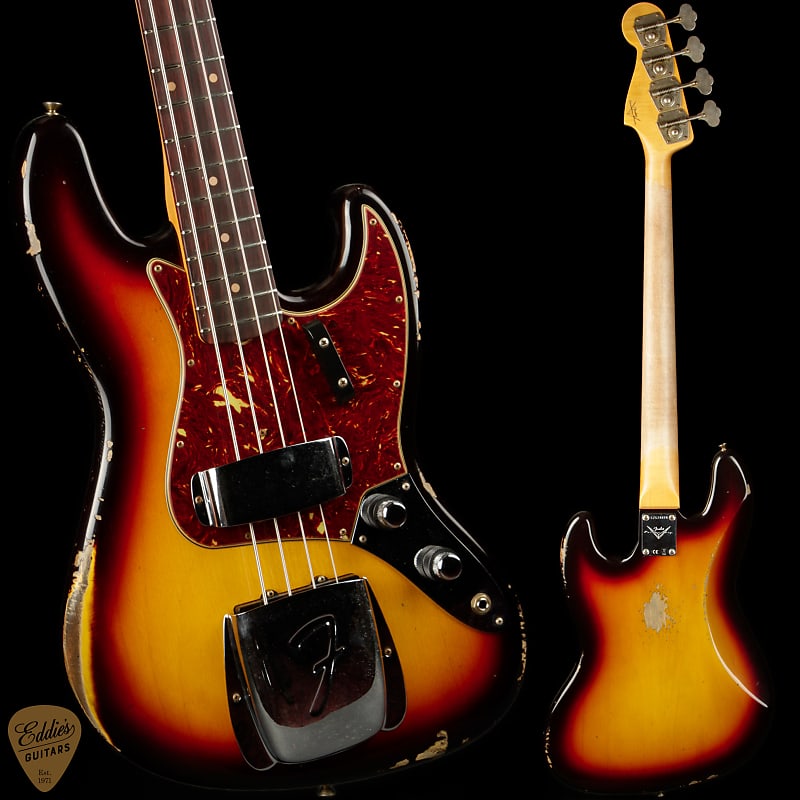 Fender Custom Shop 1962 Relic Jazz Bass - 3 Color Sunburst | Reverb