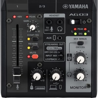 Yamaha AG03MK2 3-Channel Mixer/USB Interface for IOS/Mac/PC, Black image 1