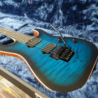 ESP USA M-II FR - Black Aqua Sunburst Satin 6-String Electric Guitar w/ Black Tolex Case (2024) image 7
