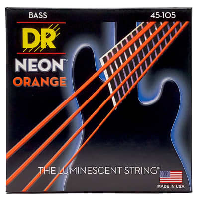 DR Strings Hi-Def Neon Orange Colored Bass Strings: Medium 45-105 image 2