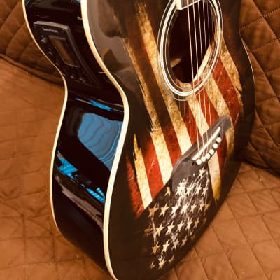 Oscar Schmidt OG10CEFLAG Concert Cutaway 6-String Acoustic-Electric Guitar - American Flag Graphic image 16