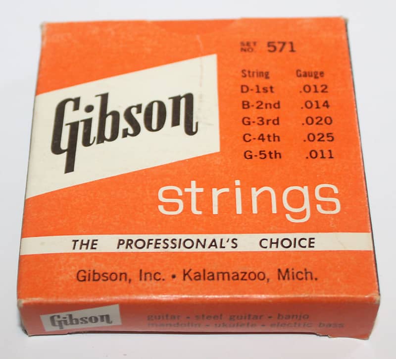 Vintage 1950's Gibson Mona-Steel Strings 1 box of Strings Orange/ Black/ White B, C, D, G and 5th image 1