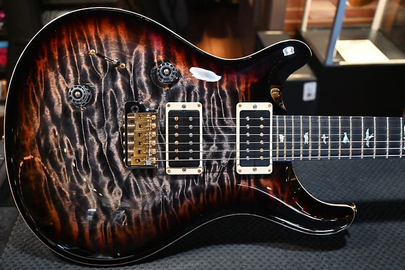 PRS Wood Library Custom 24 Lefty 10-Top Quilt One Piece Top Charcoal Tri-Color Burst #0411 image 1