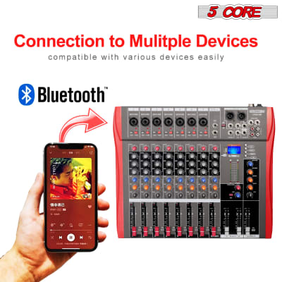 5 Core Audio Mixer DJ Equipment Digital Sound Board Karaoke XLR Mixers Professional 8 Channel Bluetooth USB w Effects for Recording Music Studio PC Podcast Instruments Consola De Sonido - MX 8CH image 11