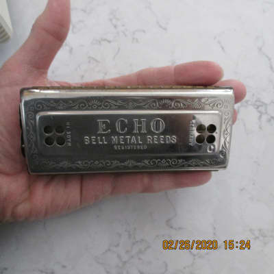 Hohner Echo Bell Metal Reeds Vintage Harmonica Made in Germany image 8