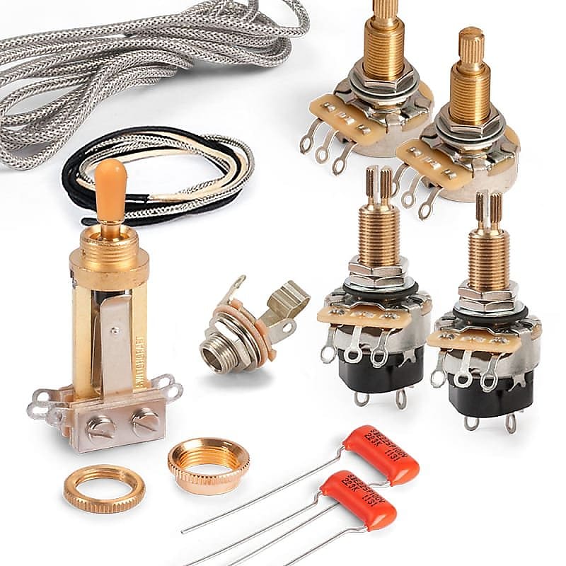 Golden Age Premium Wiring Kit for Gibson Les Paul with Push-pull Pots, Long-shaft CTS pots and gold Switchcraft switch image 1