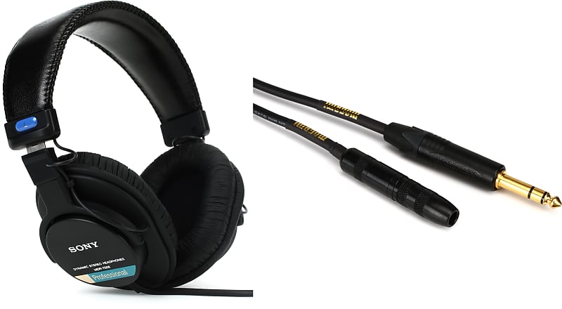 Sony MDR-7506 Closed-Back Professional Headphones  Bundle with Mogami GOLD EXT-10 Headphone Extension Cable - TRS Female to TRS Male - 10 foot image 1