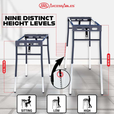 AxcessAbles KBS-BG Portable Folding Keyboard Stand Expandable 32" to 50"W 15"D Adjustable Height from 29" to 39" w/ Carrying Case for Transport and Storage image 7