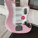 Squier Classic Vibe Bass VI Shell pink matching head stock with box