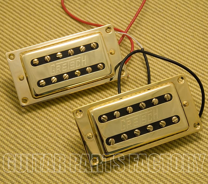 006-9714-000 Gretsch Elliot Easton G5570 Gold Humbucking Pickups Set With Mounting Rings image 1