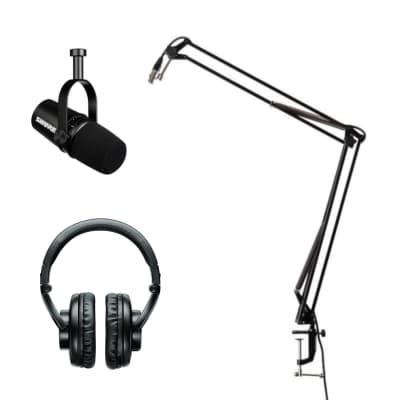 Shure MV7 Podcast Microphone (Silver) Bundle with AKG K240 Studio