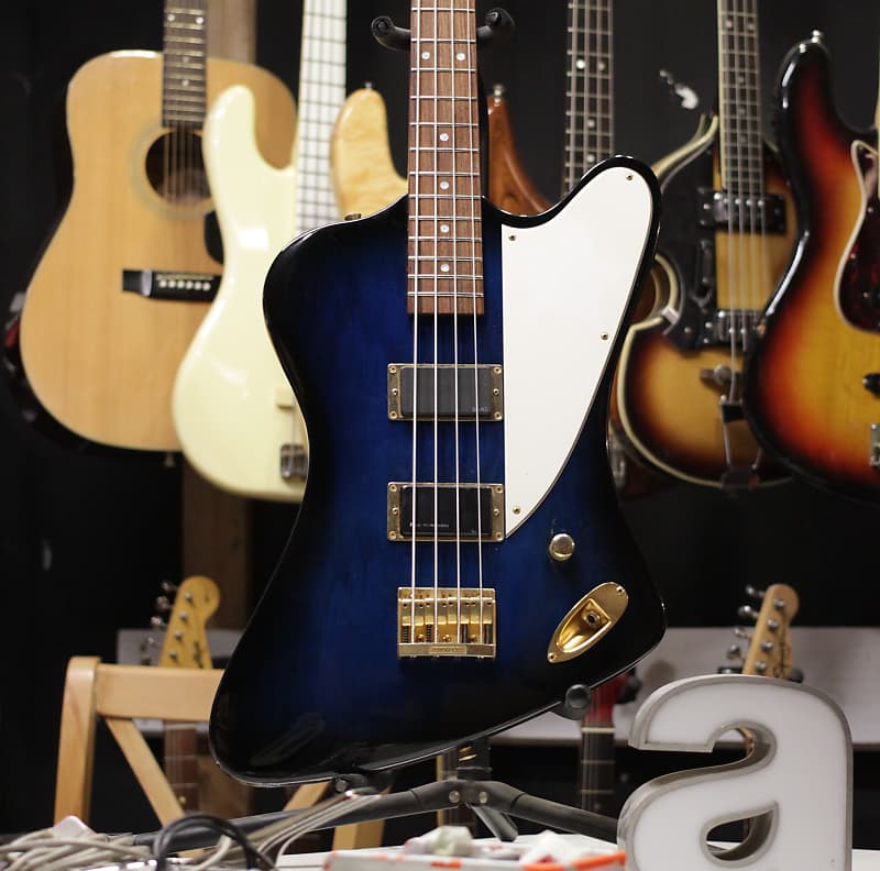 Burny ZB-85 Thunderbird; Japanese Bass, Norio Toshiro Signature; Blue  Burst, 1995-1999