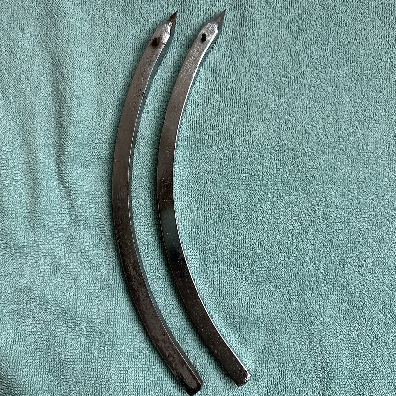 Ludwig Pair (two) Bass drum spur legs - Larger 1/2” version - Disappearing leg 80s - Chrome image 1