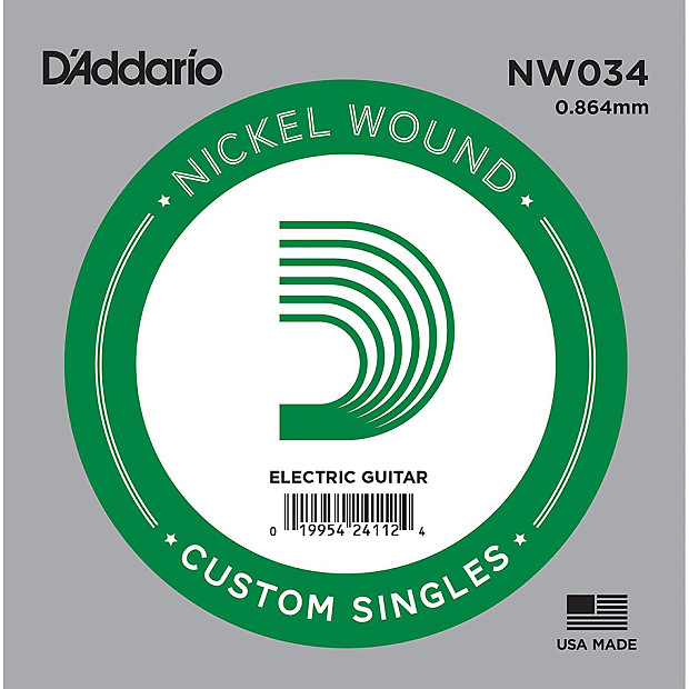 D'Addario NW034 Nickel Wound Electric Guitar Single String .034 image 1