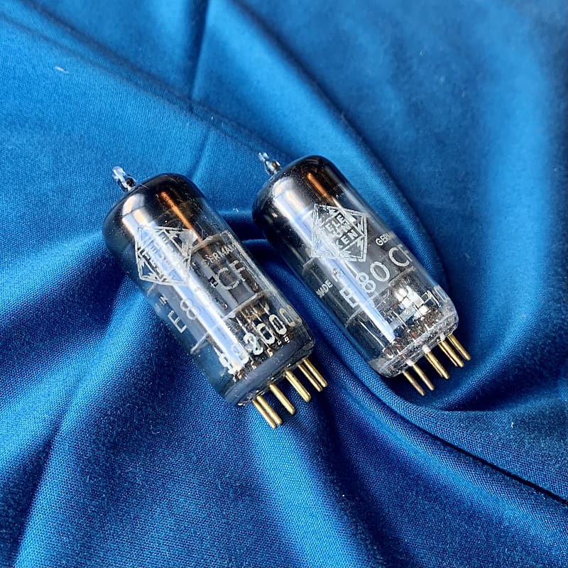 PAIR- Telefunken E80-CF tubes 1960 Gold pin original vintage