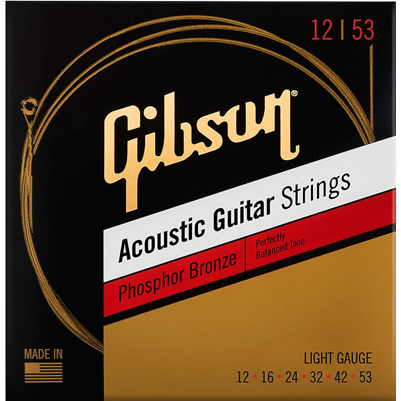 Gibson Phosphor Bronze Acoustic Guitar Strings Light (12-53) image 1