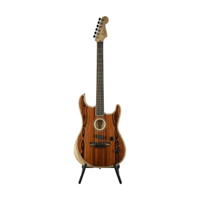 Fender Ltd Ed American Acoustasonic Stratocaster Guitar, Ebony FB, Cocobolo/White Limba, US207911A for sale