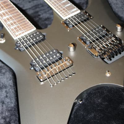 Ibanez Xiphos Doubleneck Guitar w/ OHSC *RARE* 2009 matte gunmetal NAMM Guitar image 7