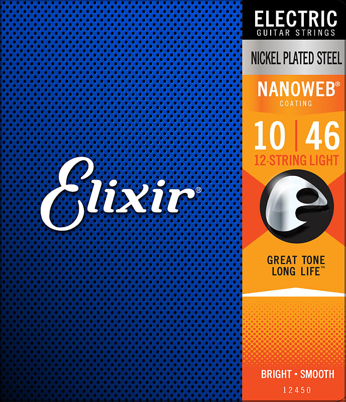 Elixir 12450 Nanoweb 12 String Nickel Electric Guitar Strings, Light 10-46 image 1