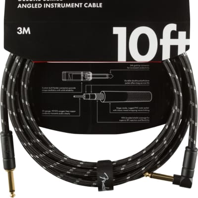 Fender®   Deluxe Series Instrument Cable, Straight/Angle, 10', Black Tweed image 1
