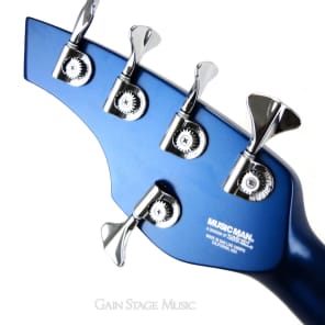 Music Man Bongo 5 HH Bass Guitar Blue Pearl Matching Headstock image 6