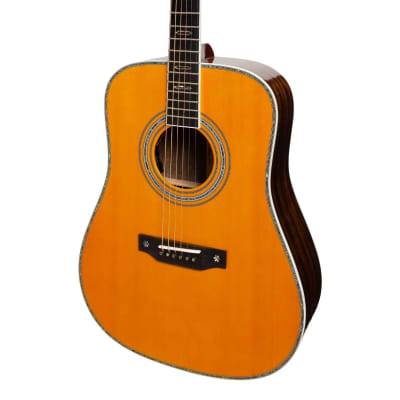 Saga SL68 All-Solid Spruce Top Okoume Back & Sides Acoustic-Electric Dreadnought Guitar | Natural Gloss image 4
