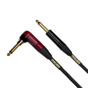 Mogami Gold Silent 1/4" TS Straight to Right-Angle Guitar/Instrument Cable - 10'