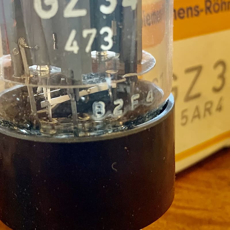 Mullard GZ-34 rectifier valve 1960 Siemens branded 5ar4 Vox