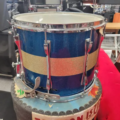 Ludwig Marching Snare Blue And Olive 12x15 1970 Blue/Gold Sparkle image 4