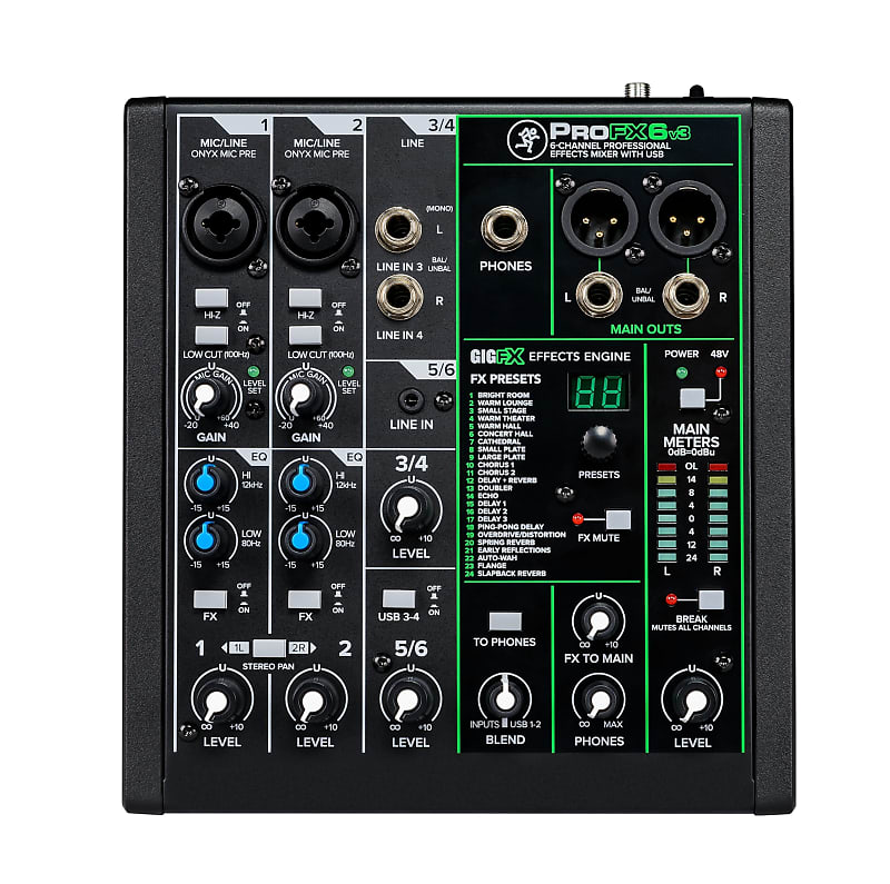 Mackie ProFX6v3 Professional USB Mixer, 6-Channel image 1